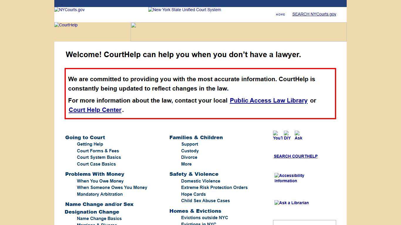 CourtHelp New York State Courts Legal Self-help